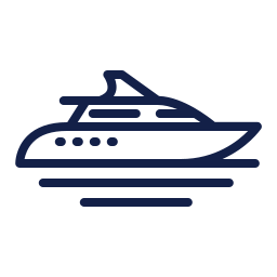 Icon of a blue boat resting on the water.